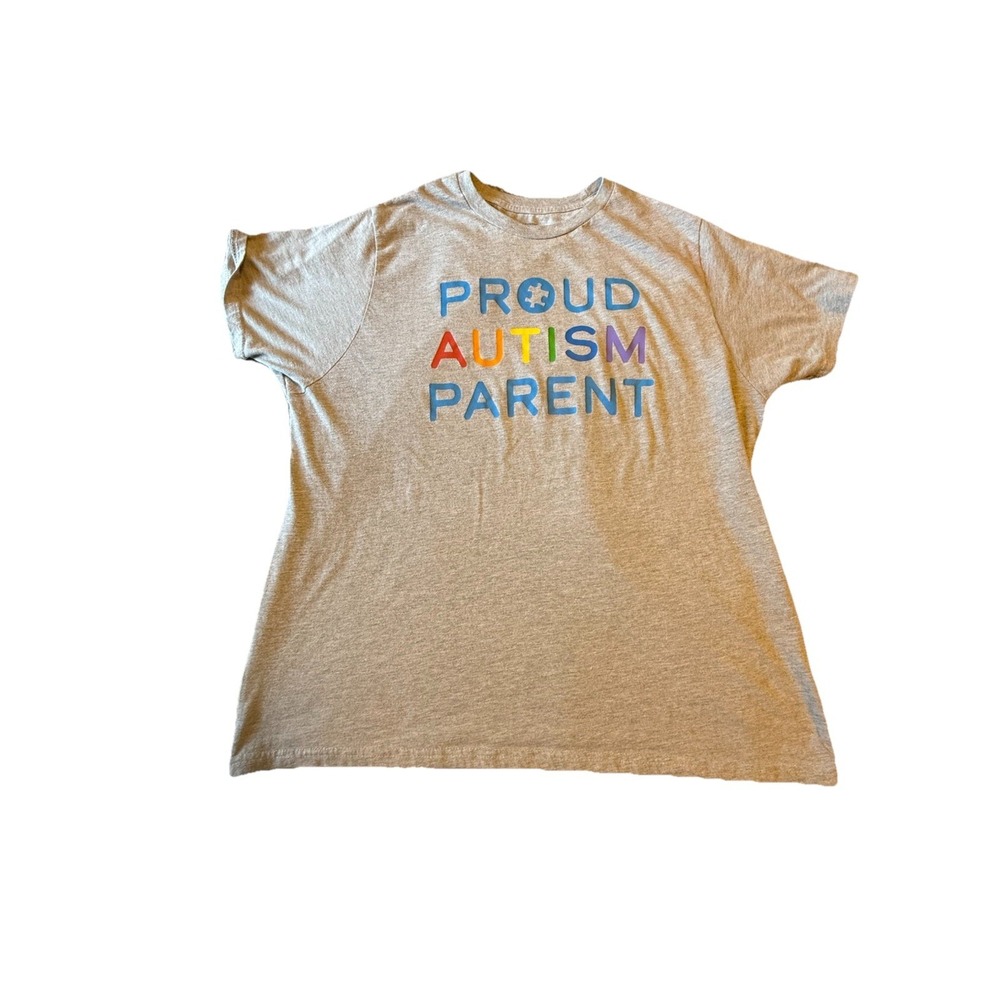 Autism Speaks ‎ "Proud Autism Parent" T-Shirt Short Sleeve Gray 2XL